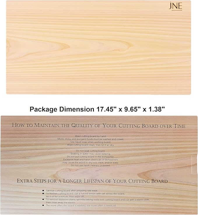 Hinoki Cypress Reversible Wood Cutting Board, 17.3" x 9.5" x1", Chopping Board, Butcher Board, Serving Board, Solid Single Piece, No Joint, No Glue | Holiday Gift