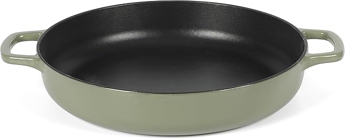 Sur La Table Kitchen Essentials Supper Club 3.75 Quart Enamel Cast Iron All In One Multi-Purpose Non-Toxic Nonstick Braiser Pan W/Borosilicate Glass Lid - Juniper Green