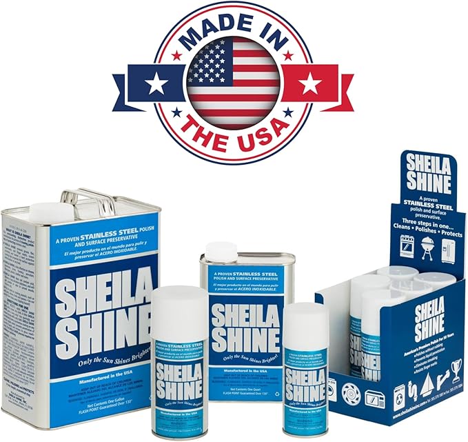 Sheila Shine 1 Quart Stainless Steel Cleaner and Polish – Cleans, Polishes & Protects Kitchen Appliances, Refrigerators, Sinks, Ovens & Grills – Stainless Steel Cleaner Spray Bottle