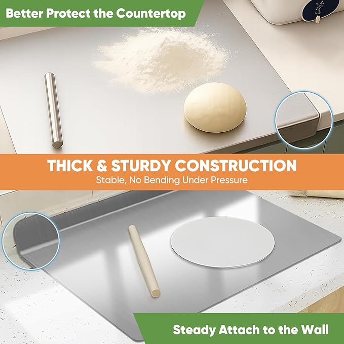 Stainless Steel Cutting Board with Non-Slip Pads - Large Kitchen Chopping Board for Baking, Meat, Vegetables & Bread - Dishwasher Safe Easy-Clean Food Prep Pan (11.8inch*15.7inch(30*40cm))