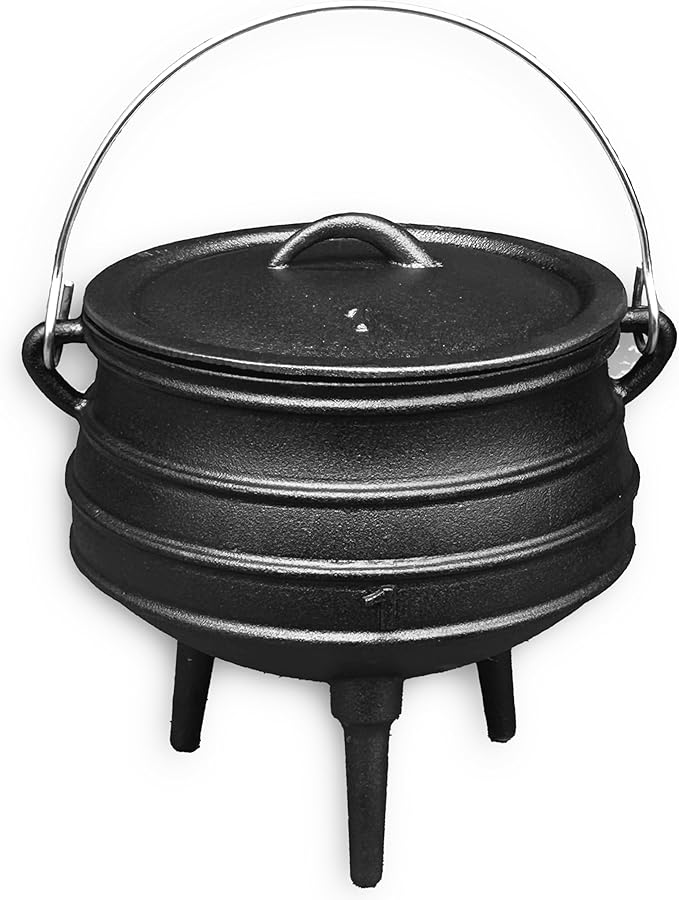 Cuisiland 3.2QT Cast Iron Potjie Cauldron Pot with Lid & 3 Legs – Pre-Seasoned South African-Style Campfire Pot for Outdoor Cooking, Soups, Stews & Braising – Heavy-Duty Cast Iron Dutch Oven