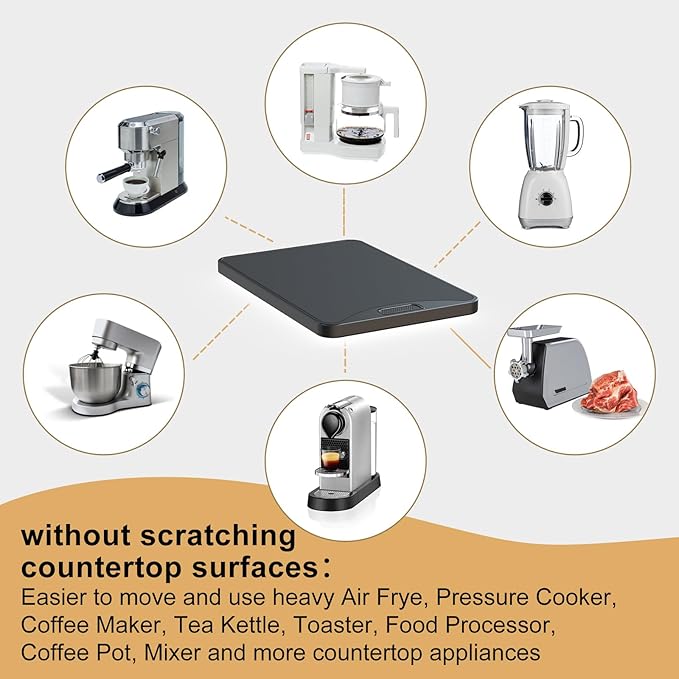 KEINE MARKE Sliding Tray, Sliding Tray for Kitchen Appliances, Coffee Maker, Heavy Duty Kitchen Appliance Tray, Space Saving | Countertop Organizing Tray (10.3" W × 15.4" D)