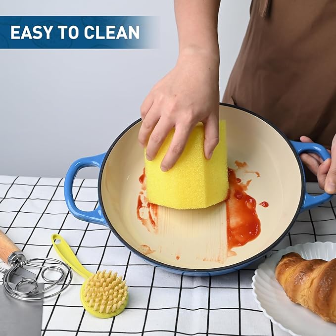 Cast Iron Bread Oven for Baking, 6QT Multi-Functional Dutch Oven Pot with Lid, Include Proofing Basket, Silicone Sling & Dough Whisk, Round Bread Pot for Sourdough Bread Baking, Cooking, Frying