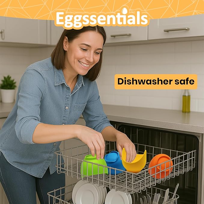 Eggssentials - Poached Egg Cups - Pack of 4 - BPA Free Silicone Egg Poacher Cups - Nonstick Poached Egg Cooker for Microwave, Stovetop, Baking ?€? Easy to Clean Poaching Pods for Perfect Eggs