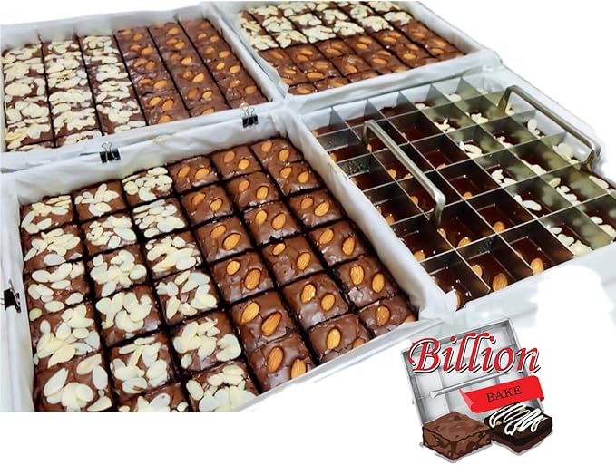 Stainless Brownie Cutter - 8,9,10,11,12 Inch Heavy Duty Baking Pan or Slicer Ensures Perfect Crispy Edges - Cake Portion Cutter (10x10" 16 Pcs.)