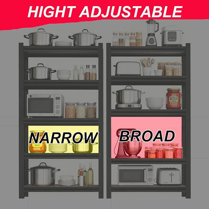 Kitchen Shelves Pantry Organizers and Storage, Adjustable Metal Shelving Unit, Kitchen Essentials Microwave Stand, Corner Shelf, Home Organization (5 Tier 35.4" W×15.7" D×71.2" H, 5)