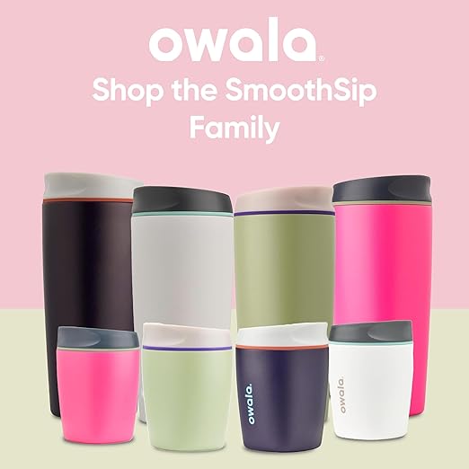 Owala SmoothSip Insulated Stainless Steel Coffee Tumbler, Reusable Iced Coffee Cup, Hot Coffee Travel Mug, BPA Free, Perfect for Cappuccino, 10 oz, Pink (Watermelon Breeze)