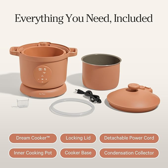 Our Place Dream Cooker | 6 Qt Ceramic Nonstick Multicooker & Pressure Cooker with Touchscreen Controls & Auto Steam Release | 4 Modes: Pressure Cook, Sauté/Sear, Slow Cook & Warm | Spice