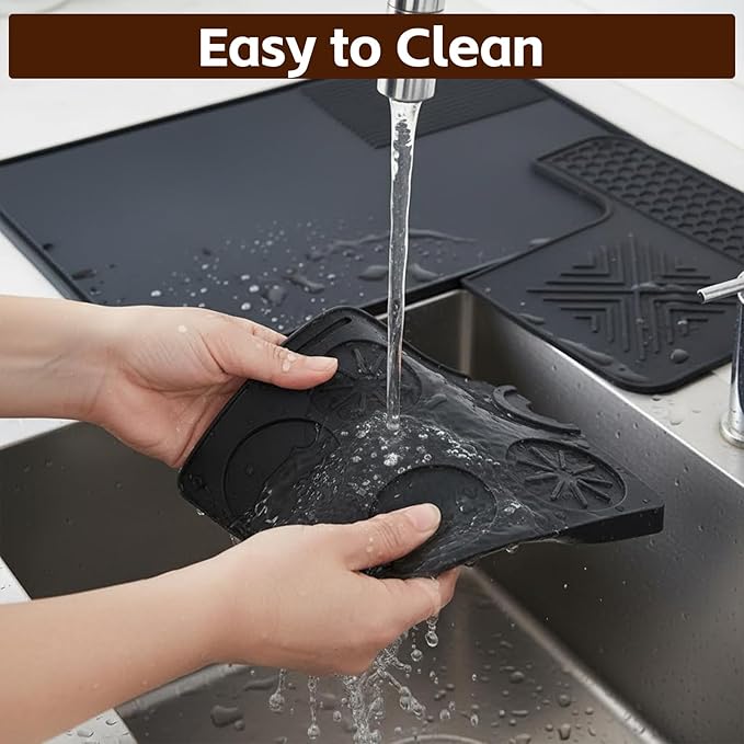 3-in-1 Silicone Mat Set for Ninja Luxe Cafe ES601 & ES701 Espresso Machine– Top Mat, Bottom Sliding Mat & Tamping Station Pad, Full Protection Non-Slip Coffee Machine Accessories (Black)