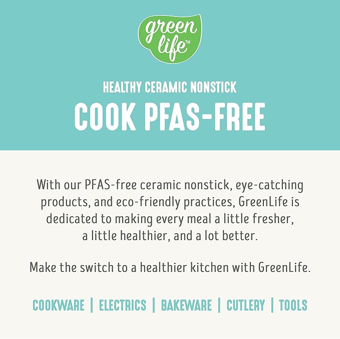 GreenLife 6QT Ceramic Slow Cooker, PFAS-Free, Programmable, Removable Healthy Nonstick Pot for Family Meals, Sear on Stovetop, Keep Warm, Digital Timer, Dishwasher Safe Crock, Turquoise