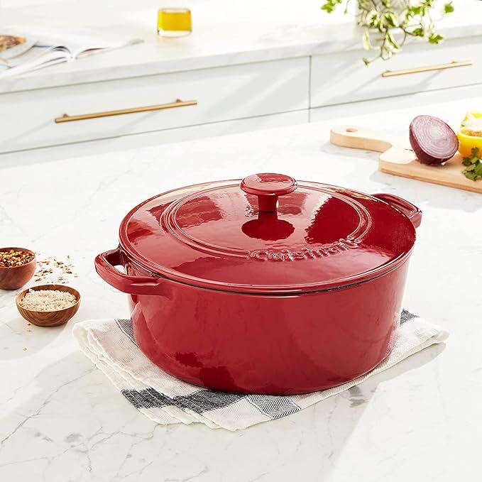Cuisinart Chef's Classic Enameled Cast Iron Round Covered Casserole (Red, 7- Quart)