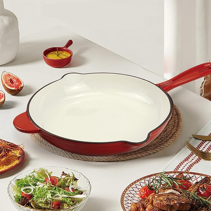 DVK Enameled Cast Iron Cookware Set 7 Piece Dutch Ovens Non-Stick, Durable Versatile Cast Iron Cookware for Family Baking Cooking Enthusiasts