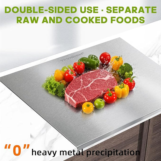 Pure Titanium Cutting Board with Lip - 100% Food-Grade Metal Chopping Board for Kitchen - Non-Porous, Easy to Clean, Dishwasher Safe (Medium)