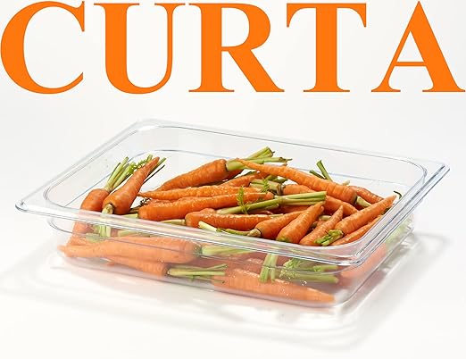 CURTA 6-Pack 1/2 Size 2.5" Deep NSF Polycarbonate Food Pans | Dishwasher & Freezer Safe Clear Container for Prep Tables, Buffet, Salad Bar, Commercial & Home Kitchen