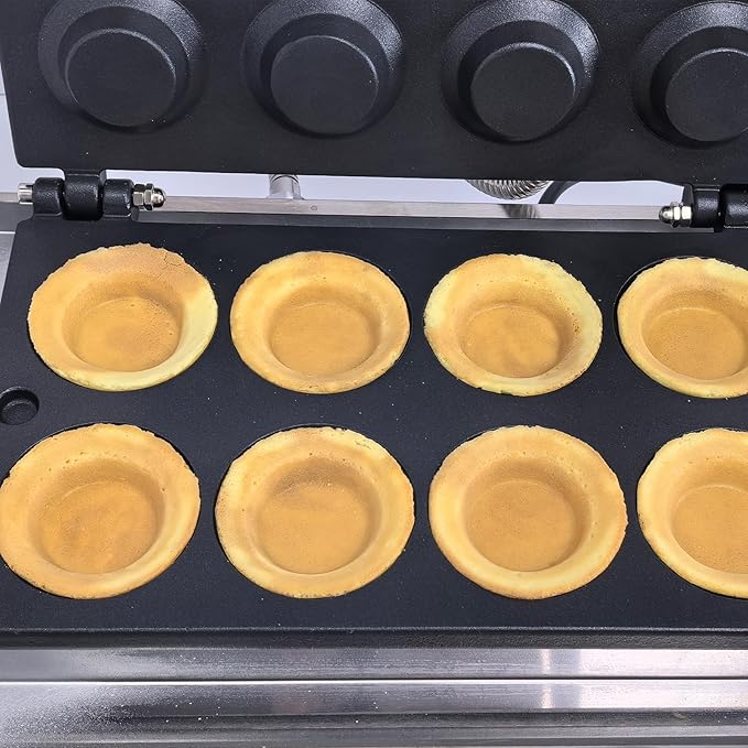 Commercial Egg Tart Waffle Maker, Waffle Egg Tart Shell Forming Baking Machine 8pcs Nonstick Tart Shell Baker Tartlets Shell Machine with Timing Function 110V