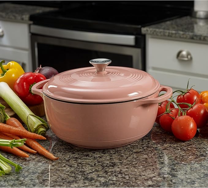 Mercer Culinary Enameled Cast Iron Round Dutch Oven, 6 qt., Pink