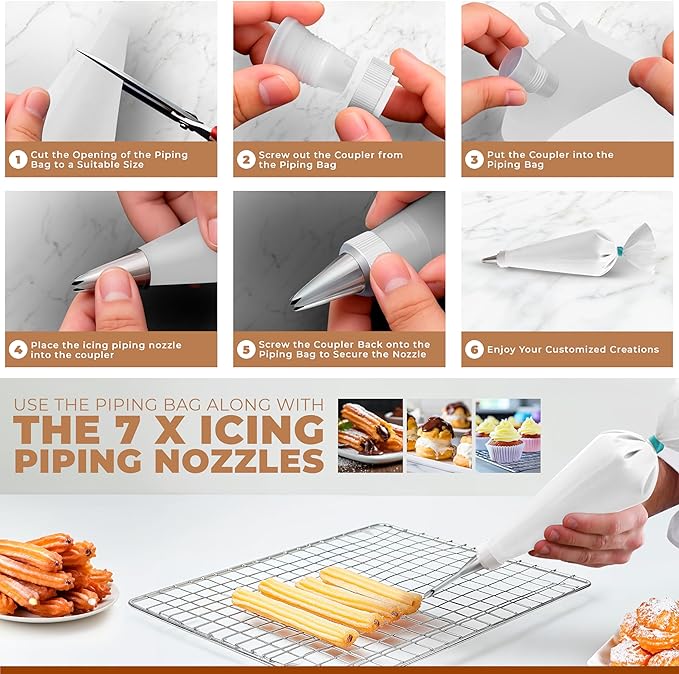 Churro Maker Machine & Spritz Cookie Press Gun Kit – 304 Stainless Steel, Easy to Clean & Large Capacity – Make Authentic Churros & Cookies at Home – Ideal Baking Tool for Families, Chefs & Beginners