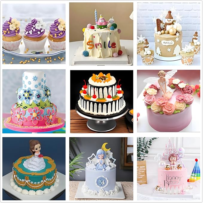 237 Pcs Cake Decorating Kit with Aluminium Cake Turntable,Leveler,24 Numbered Icing Tips,2 Spatulas,3 Scrapers,2 Coupler,50 Cupcake Liners,50 Cake Flags,100 Pastry Bags & More Baking Tools