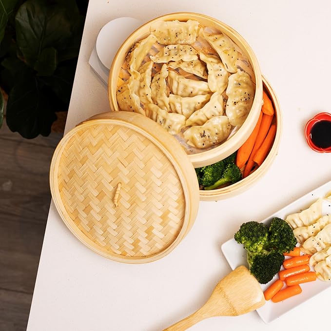 Joyce Chen 2-Tier Bamboo Steamer Baskets, 12-Inch