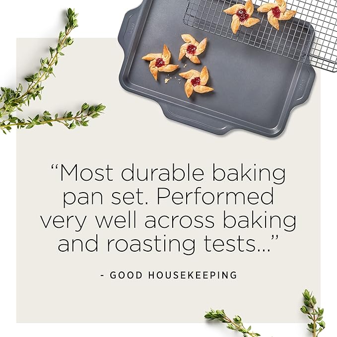 All-Clad Pro-Release Nonstick Bakeware Quarter Sheet Pan 13x9 Inch Oven Safe 450F Half Sheet, Cookie Sheet, Muffin Pan, Cooling & Baking Rack, Round Cake Pan, Loaf Pan, Baking Pan Grey