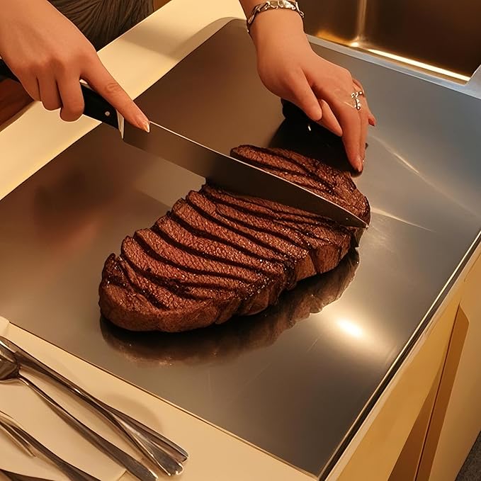 Cutting Board for Kitchen, Food Grade Stainless Steel Cutting Board with Lip, Metal Chopping Board for Meat, Fruits, Vegetables, Bread, and Baking (60 x 40cm/23.6.7 x 15.7 in)