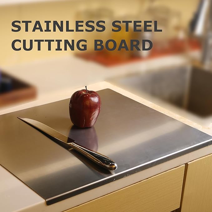Stainless Steel Cutting Boards for Kitchen, Kneading Cutting Board Mats, Metal Cutting Board for Meat, Fruits, Vegetables, Bread, and Baking Large Cutting Boards (50 x 40cm/19.7 x 15.7in)