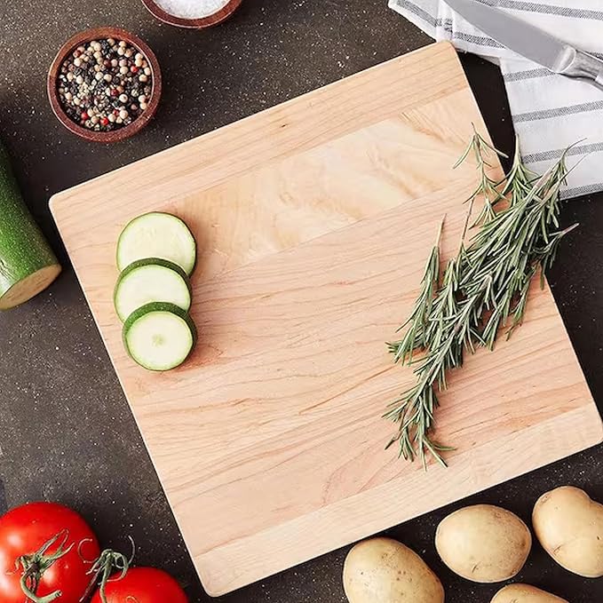 John Boos Chop-N-Slice Series Square Wooden Maple Cutting Board 10”x10” – 1” Thick, 4-lb Reversible Butcher Block with Eased Corners & Edge-Grain – Made in the USA
