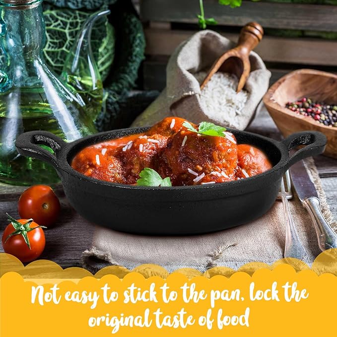 20 Pack Mini Cast Iron Skillets 5 x 5 x 1.3 Inch Cast Iron Pan Small Ramekin Set Black Casserole Dish Cookware Oven Safe Mini Skillets for Kitchen Indoor Outdoor Picnic