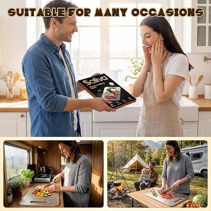 3pcs Titanium Cutting Boards for Kitchen, Titanium Cutting Board Set of 3, Double Sided Non Toxic Chopping Boards, Hygiene Durable, Dishwasher Safe, Easy To Clean, for Meat, Fruit, Vegetables (S+M+L)