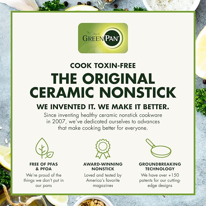 GreenPan Valencia Pro Ceramic Nonstick 10” Frying Pan Skillet with Lid, Hard Anodized PFAS-Free Cookware, Induction Ready & All Cooktops, Eggs & Omelets, Dishwasher & Oven Safe to 600F, Gray