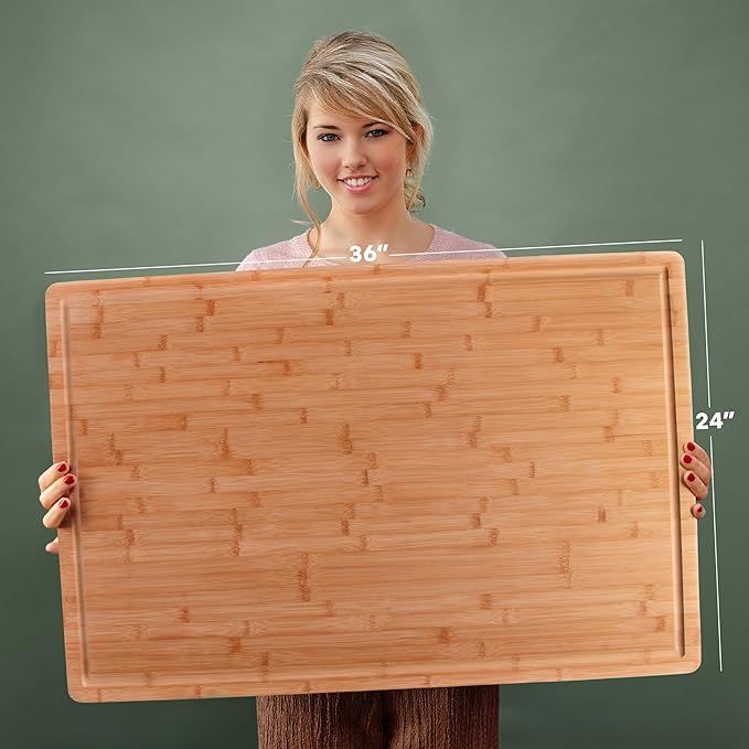 Gigantic Extra Large Cutting Board for Kitchens 36 X 24 - Heavy Duty Bamboo Chopping Boards for Meat, Veg & Charcuterie - Large Wooden Stove Top & Countertop (36" x 24")