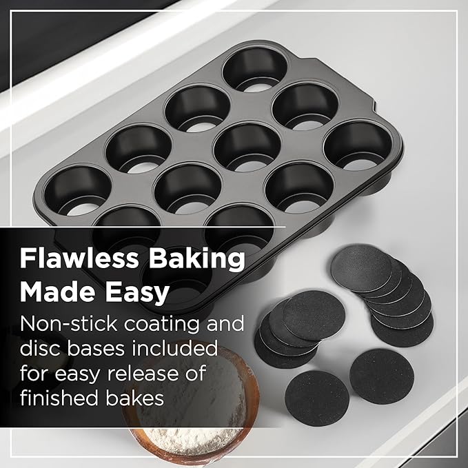 Wrenbury Pro Mini Cheesecake Pan - Nonstick Carbon Steel, Removable Bottom, 12 Cup, 3-Inch, Easy Clean, PFOA-Free