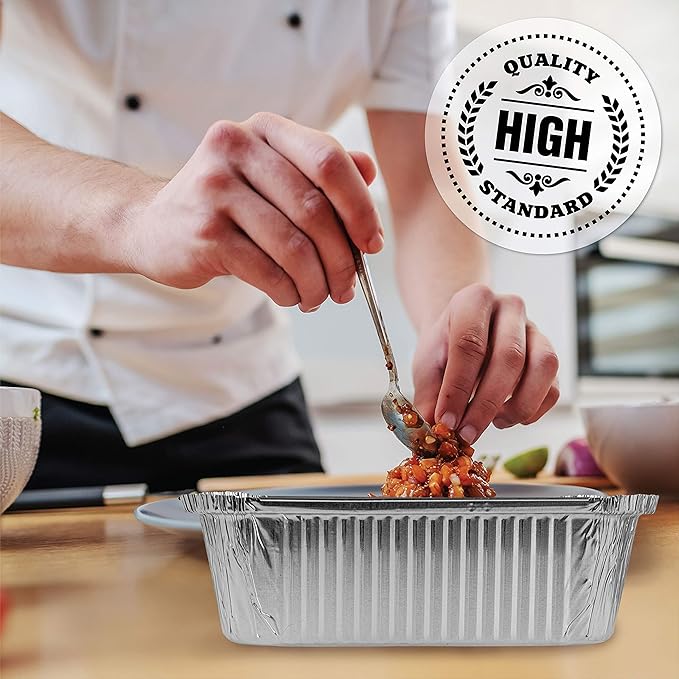 PLASTICPRO Disposable 5 LB Aluminum Takeout Tin Foil Baking Pans 7'' X 10'' X 3'' Inch Bakeware - Cookware Perfect for Baking Cakes,Brownies,Bread, Meatloaf, Lasagna, Pack of 10