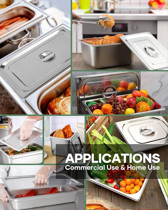 WantJoin Steam Table Hotel Pan Lids Cover 6 Pack for Stainless Steel Metal Tray Sets Food Storage Container Restaurant Chafing Dishes Commercial Buffet Warmer Catering Supplies