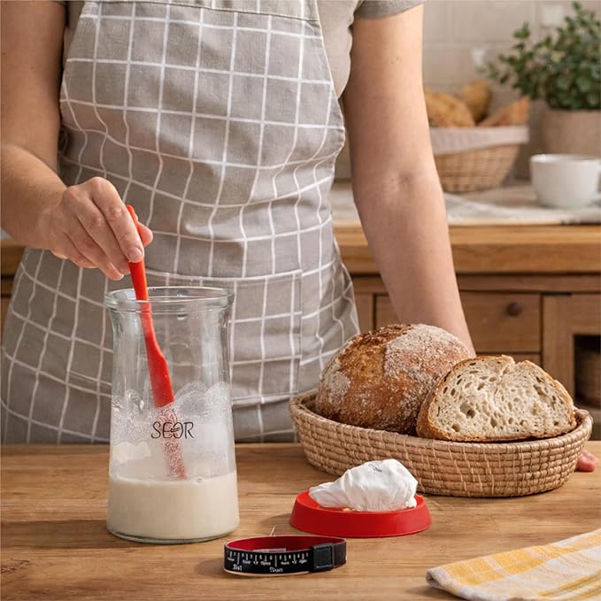 SEOR 10Pc Premium Sourdough Starter Kit; Complete Bread Baking Kit with Jar; Includes 2 Sourdough Proofing Baskets, Glass Fermentation Jar, Sourdough Tools & Baking Supplies for Artisan Loaves
