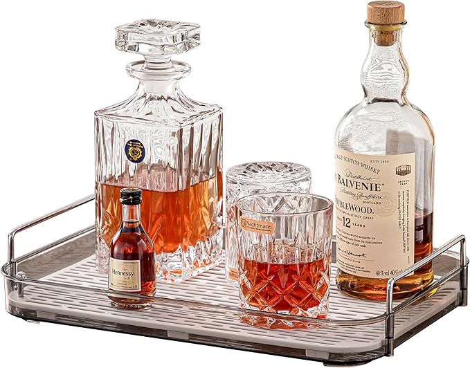 Coffee Bar Accessories,Station Organizers,Large Capacity Storage with Drain Board,Whisky Tray,Mug Tea Cup Holder Coffee Bar Organizer,Smoky Gray