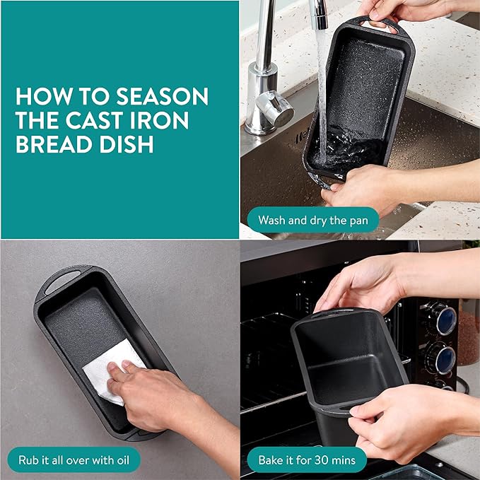 Navaris Enameled Cast Iron Bread Loaf Pan - 10.2" x 4.7"(26 x 12cm) Non-Stick Bread Baking Pan for Homemade Bread, Sourdough, Meatloaf, Cake, Oven Safe, Even Heat Distribution