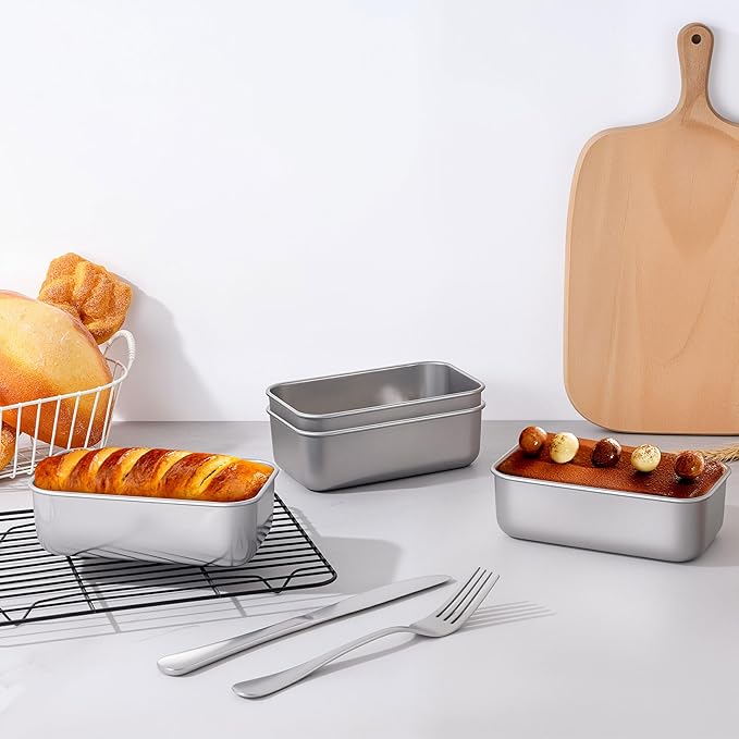 LIANYU 24 Pack 6.3 x 3.5 Inch Mini Loaf Pans for Baking Bread, Stainless Steel Small Bread Loaf Pan Mold for Homemade Meatloaf, Metal Tin Loaf Pan Perfect for Banana Sourdough, Dishwasher Safe