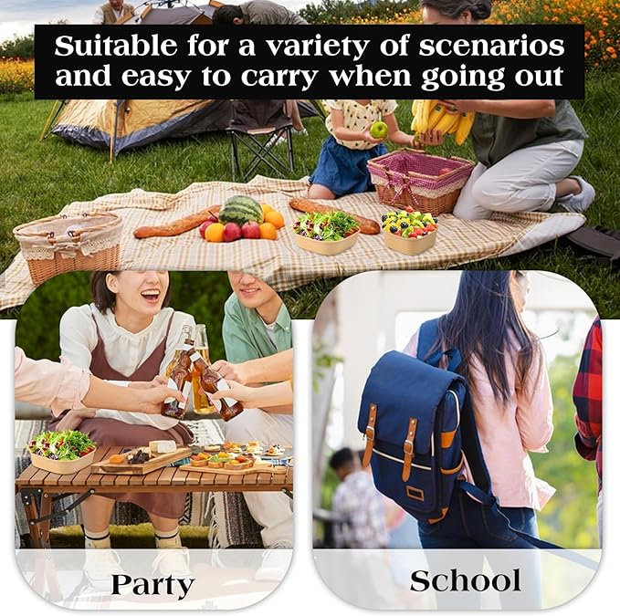40 Pack 17 oz Paper Bowls, Disposable Food Containers with Lids, Square Disposable Bowls, Disposable Salad Bowls with Lids for Diet Salad, Ice Cream, Yogurt, Party Food