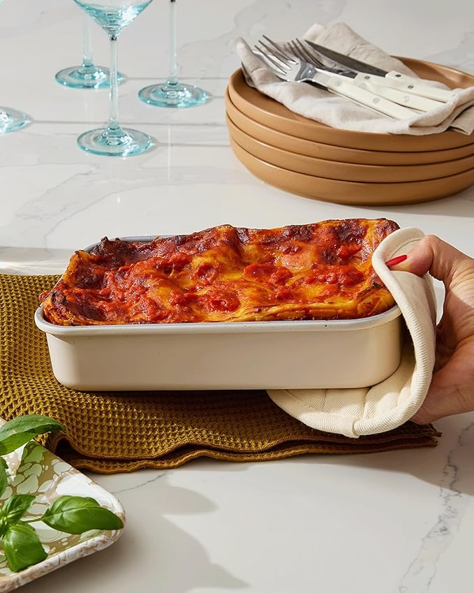 Caraway Nonstick 9” x 6.5” Small Rectangle Baking Pan Duo – Non-Toxic, PTFE & PFOA Free – Aluminized Steel Core – Deep Ceramic Baking Pan for Casseroles, Lasagna & More - Gray
