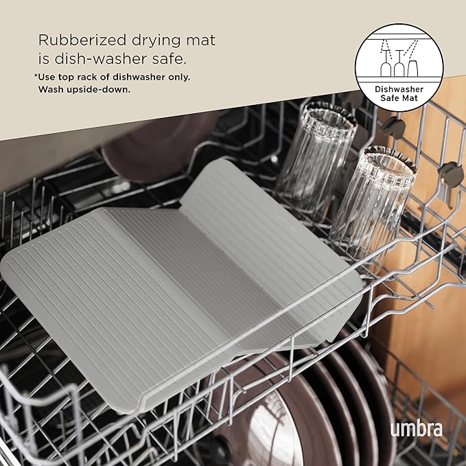 Umbra Sling Compact Dish Rack for Drying Dishes, Cutlery and More, Folds Away for Compact Storage