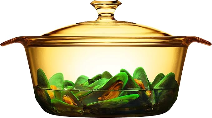 Visions 2.8 Litre Pyroceram Flair Cookpot with Glass Cover, Brown