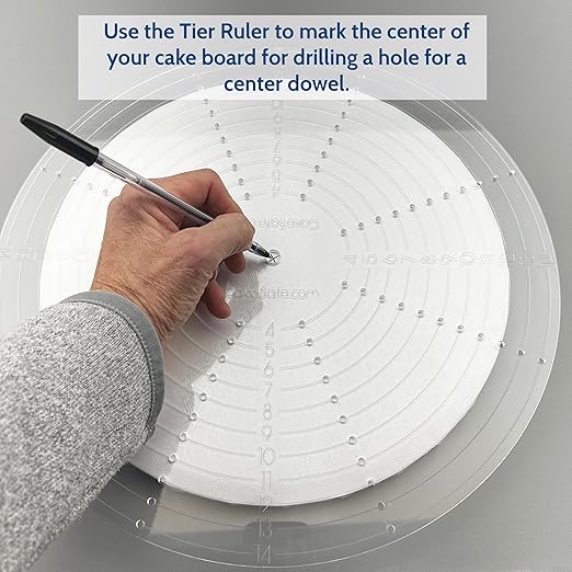 CAKESAFE Square Tier Ruler for Cake Decorating – Cake Centering and Dowel Placement Tool for Bakers