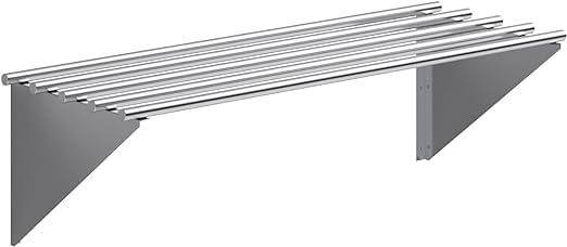 Premium Stainless Steel Tubular Wall Shelf – 48" L x 18" D | NSF Certified | Appliance & Equipment Shelf for Restaurant, Kitchen, Utility Room, Garage