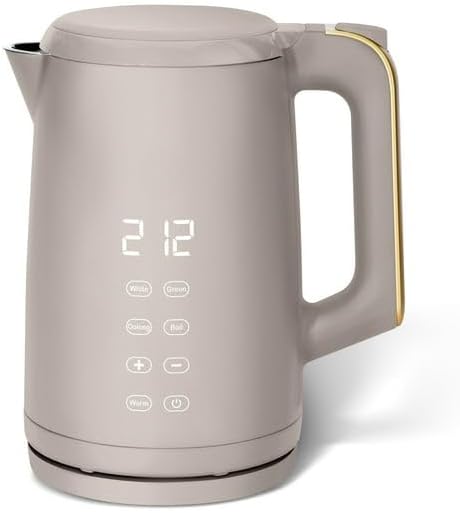 Beautiiful 1.7-Liter Electric Kettle 1500 W with One-Touch Activation, by D'rew Barry'more (Porcini Taupe)