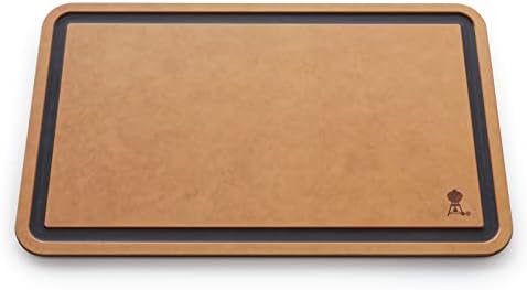 Weber Cutting Board, Brown – Dishwasher‑Safe Cutting Board with Juice Grooves for Grill Prep & Serving
