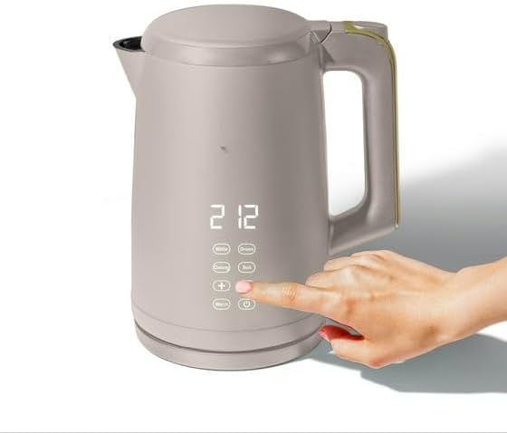 Beautiiful 1.7-Liter Electric Kettle 1500 W with One-Touch Activation, by D'rew Barry'more (Porcini Taupe)