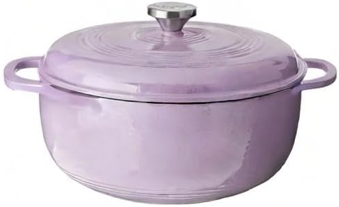 Lodge Essential Enamel Cast Iron Dutch Oven - Perfect for Bread Baking, Braising, Marinating & Slow Cooking - Features Moisture-Sealing Lid & Dual Handles - Kitchen Essentials - 6 Quarts - Lilac