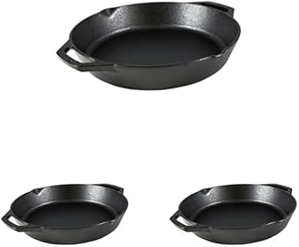 Lodge 12 Inch Pre-Seasoned Cast Iron Skillet - Dual Assist Handles - Use in the Oven,on the Stove,on-the Grill,or Over a Campfire - Black,(Pack of 3)