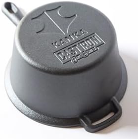 Kanka Grill 14" Cast Iron Sauce Pan with Lid – Pre-Seasoned Deep Cooking Pot for Indoor & Outdoor Grill, Stir Fry, Broth, Frying Nonstick Gourmet Cookware with Silicone Handle & Scraper – Black
